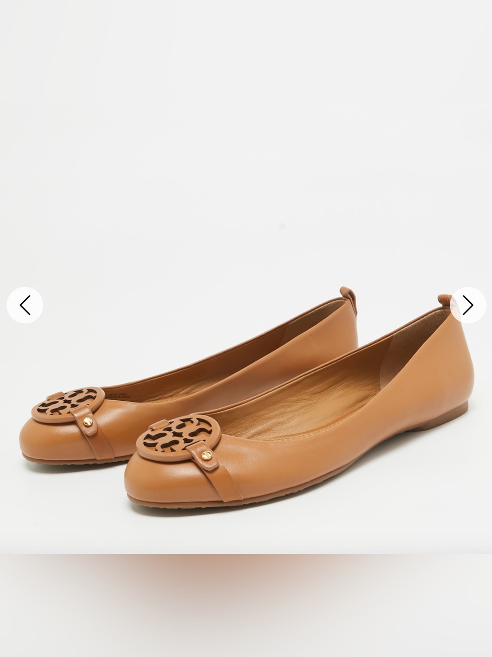 Tory Burch Caramel Leather Gabriel Ballet Flats